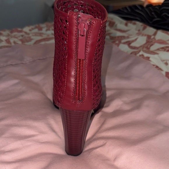 Calvin Klein Red Woven Heeled Boots - Picture 3 of 7